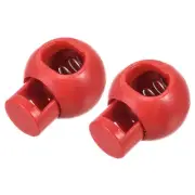 Plastic Cord Locks (0.3" x 0.2")12pcs, Single Hole Spring Toggle Stoppers Red