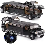High Simulation 1:32 Alloy Hummer Limousine Metal Diecast Car Model Pull Back Flashing Musical Kids Toy Vehicles Black