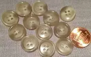 12 Shiny Greyish Beige Cream Swirl Plastic Buttons Just Over 9/16" 15.2mm # 7586