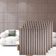 4PCS 60cm x 60cm Wood Slat Acoustic Panels for Wall and Ceiling - 3D Fluted Sound Absorbing Panel with Wood Finish
