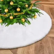 White Tree Skirt 48 Inch Large Faux Fur Tree Skirts Plush Holiday Christmas T...