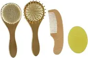 Ipetboom Infant Shower Brush Wool Brush Comb for Newborns Soft Scalp Care Promote Healthy Hair Growth Wooden Handle