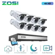 ZOSI 16CH 4K PoE Home H.265+ NVR Security Camera System 4TB HDD Human Detection