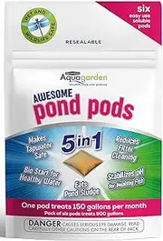 Pennington Aquagarden Awesome Pond Pods, Eats Pond Sludge, Makes Tapwater Safe, Reduces Filter Cleaning - 6 Pack,Brown