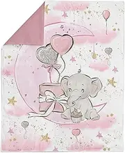 UNIQUE Pink Elephant Fabric Panel 29x39in, Quilting Panel, Baby Quilt Panel, Cotton Baby Panel, Blanket Panel, Cotton Sateen Fabric Panel for Quilting