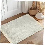 Checkered Entryway Rug 2x3 Washable Small Throw Rugs with Tassels Cotton