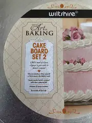 New Sealed Wiltshire Brand Set of 2 Silver Cake Boards 30cm Round & 32cm Square