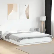 vidaXL Bed Frame with LED Lights without Mattress White 150x200 cm