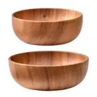 Wooden Salad Bowl Food Storage Container Multipurpose Ice Cream Container Rustic