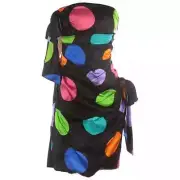 SS15 Moschino Couture Jeremy Scott Barbie Black Silk Cocktail Dress Neon circles