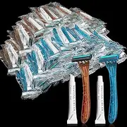 (200 Pack) Kheoxusa Twin Blade Disposable Razor,2 Blade Disposable Razor,Two Blade Disposable Razors,Double Blade Disposable Razors Individually Wrapped for Men,Women,Hotel,Tattoo,Travel-Coffee Green
