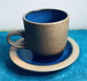 MINT EDITH HEATH Nutmeg Moonstone CUP & SAUCER Blue/ USA