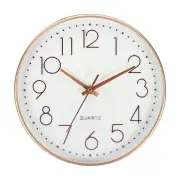 10" Wall Clock Battery Operated Silent Non-Ticking Round Clock White Gold