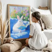 Bunny Print Wall Art for Girls – Baby Girl Nursery Room Decor whimsical Poster