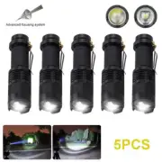 5PCS Mini LED Flashlight Torch Adjustable Focus Zoom Light Lamp