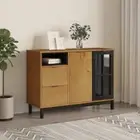 vidaXL Sideboard with Glass Door FLAM 110x40x80 cm Solid Wood Pine OLL