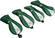 4Pcs Golf Club Covers, Golf Head Covers, PU Accessories Green Jacket Pattern Thickened Plush Golf Head Covers for Woods and Driver Fairway Hybrids Women Men