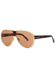 Tom Ford Wallace Round-frame Sunglasses, Beige Frame, Vintage-inspired Design, High-quality Materials - Gold ONE SIZE
