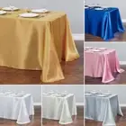 Satin fabric Rectangle Tablecloth Cover Wedding Party Tableware Table Cloth