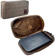 [TUFF LUV] Herringbone Tweed NFC Travel Case Compatible with Bang & Olufsen B&O Beoplay A2 Bluetooth Speaker with NFC Tag - Brown