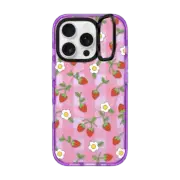 iPhone 16 Pro Impact Ring Stand Case MagSafe Compatible Strawberry Plaid
