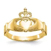 14K Yellow Gold Polished Claddagh Ring Size 7 2.43 gram Gift for Mother