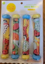 Sun Squad 4 Pack Flexible Fabric Dive Sticks. Water pool kids toy NEW