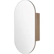 ACA 90x45CM Bathroom Wall Mount Dual-Open Door Oval Mirror Cabinet Storage Vanity Wood Shelf