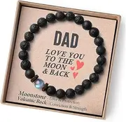 [Angyape] Son Bracelet from Mom, Black Volcanic Stone Moonstone Beaded To My Son Bracelets for Teen Boys Creative Unique Graduation Birthday Jewelry Gifts