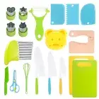 13/17PC Wooden Knife Set Montessori Safe Kitchen Cooking Tools for Kids Toddlers