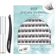 [Tinure] Lash Extension Kit-Individual Lashes with Lash Glue-45 Clusters DIY False Eyelashes Natural Cluster Lashes with Eyelash Glue and Tweezers C D Curl 10/12/14/15/16mm (DM-10, 45 C-Mix（10-16mm）Kit)