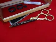 60 Days WANTY_ 6" Black & gold Hairdressing Hair Cutting Scissors_Japanese Steel