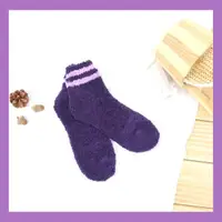 在飛比找momo購物網優惠-【WAJI 襪集】羽絨保暖襪-條紋款-紫色(台灣製造-冬季 