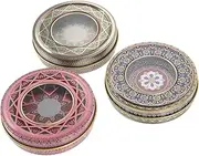 TEHAUX Tin Box Containers, Round Hinged Tin Boxes with Lid Metal Containers Portable Box Small Storage Organizer Iron Storage Boxes Dried Saffrons Pill Storage Box