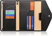 [T WILKER] Passport Holder Multi-purpose RFID Blocking Travel Wallet Waterproof Cards Boarding Passes Key Wallets for Women Men