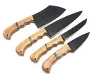 Elegant 4-Piece Chef Knife Set with Olive Wood Handle and Ultra-Sharp High Carbo