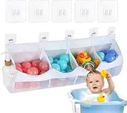 Bath Toy Holder - Bathroom Organizer for Toys Storage | Space-Saving Shower Shelf with 4 Compartments for Friends Family Home Hotel Park Pool Use