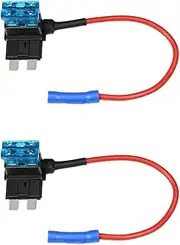 ATC/ATO 15A In-Line Fuse Holder 16 Gauge Wiring Harness 12V Standard Plug Socket Pack of 2 (Low Profile-2pack)