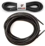 IRONLACE Unbreakable Round Bootlaces - Indestructible, 54-Inch, Black
