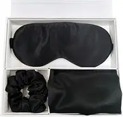 Generic 100% Silk Pillowcase Gift Set, Mulberry Silk Pillowcase Set of 3, 19Momme Pure Silk Pillowcase Eye Mask Scrunchie, Envelope 6A Mulberry Silk Pillowcase Set, 3Pcs Silk Pillowcase Gift Set (Black), HJ-ZT001