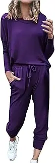 [SHOPESSA] Jogging Suits for Women Long Sleeve Crewneck Pullover with Track Pant 2 Piece Lounge Set Sweatsuit Travel Outfits