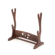 Wenge Sword Stand Holder Japanese Samurai Sword Katana Tanto Display Rack 2 Tier