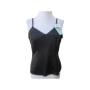 NWT VANITY FAIR Black Satin Glance Lace Trim Cami Camisole # 17701 Sz 38