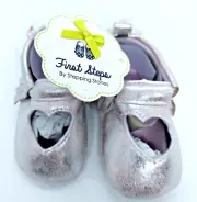 First Steps NEW Baby Girls Size 2 3-6 Months Infant Shoes Pre-walking Slip On