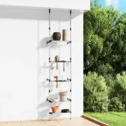 Outdoor Tool Storage Garden Tool Rack with 3 Shelves Silver Aluminum vidaXL