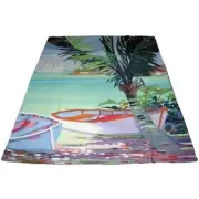 Caymen Breeze Tropical Palm Beach Paddle Boats Grande Tapestry Wall Hanging