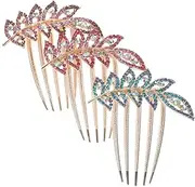 SOESFOUFU 3 pcs Rhinestone Bridal Hair Comb Leaf Design Hair Combs for Women for Weddings and Evening Outfits Charming Accessories