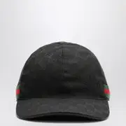 [GUCCI] Black baseball cap with GG motif M Black