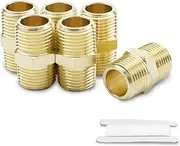 2 Pcs 1/2" Male to 1/2" Male NPT Thread Brass Hex Nipple Connector for Pipe Connecting Conversion