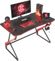 Simple Gaming Desk Z Shaped 40 inch Gamer Workstation Home Computer Carbon Fiber